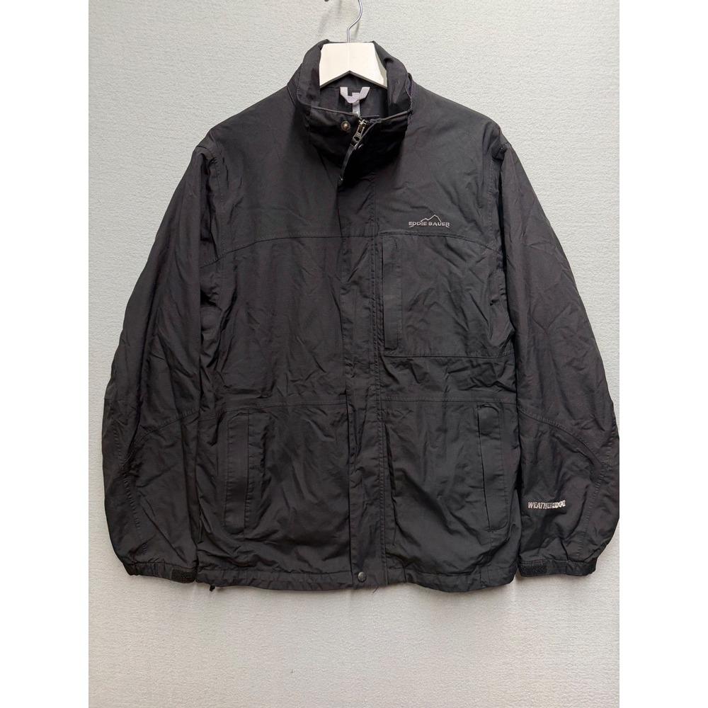 Vtg Eddie Bauer WeatherEdge Mens Med Black Waterproof Breathable Ripstop Jacket